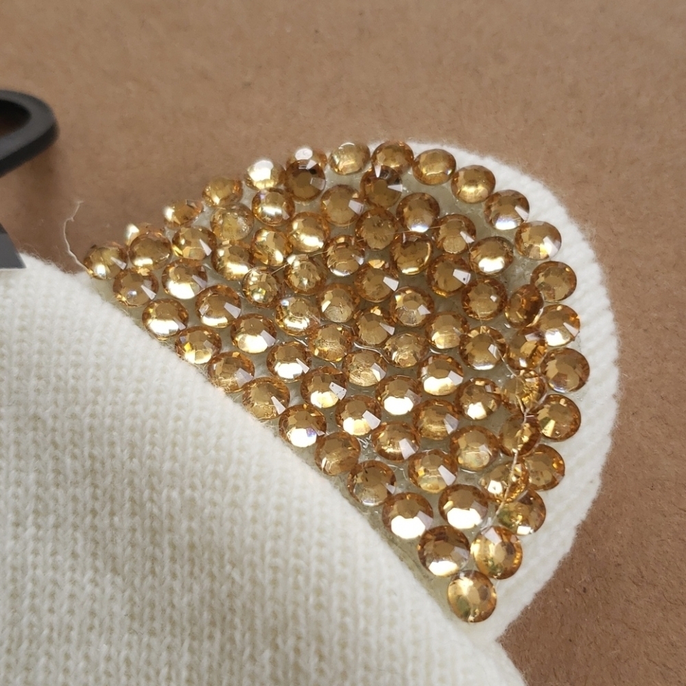 NEW GUESS Rhinestone Cat Ear Beanie - Picture 2 of 5